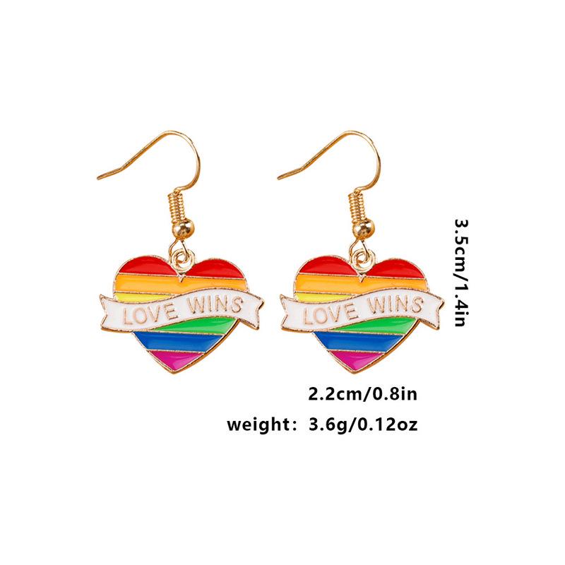 Colorful Alloy Rainbow Flag Love Earrings