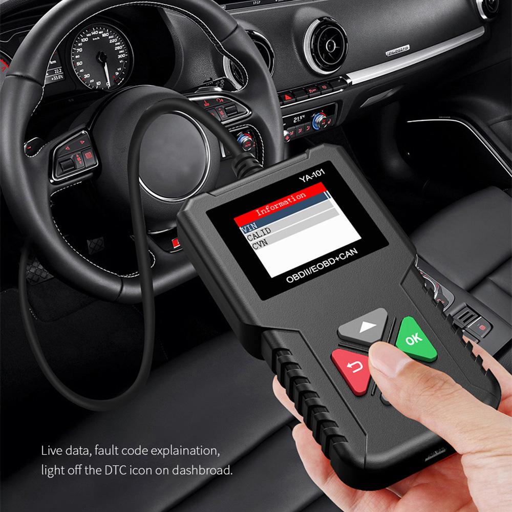 YA101 OBDII/EOBD считыватель кодов OBD2 сканер проверка батареи двигателя тестер полная функция OBD автомобильный диагностический инструмент автоматического сканирования