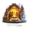 Winter Snow House Acrylic Decoration 2D Flat Nativity Scene Table Sign Christmas