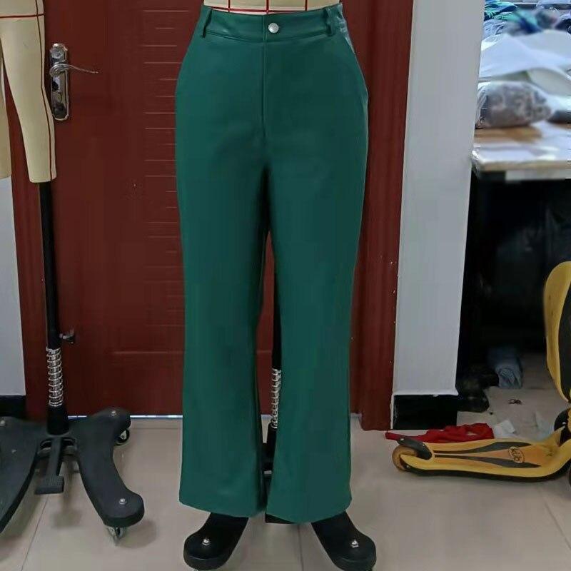 Европейские и американские осенние модные повседневные кожаные брюки, женские элегантные офисные женские брюки из искусственной кожи, женские брюки высокой прочности Spodnie24079