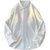 POUM Trendy High-Quality Long-Sleeve Shirt for Men, Spring And Autumn Casual Loose Shirt Jacket KJ03 White M