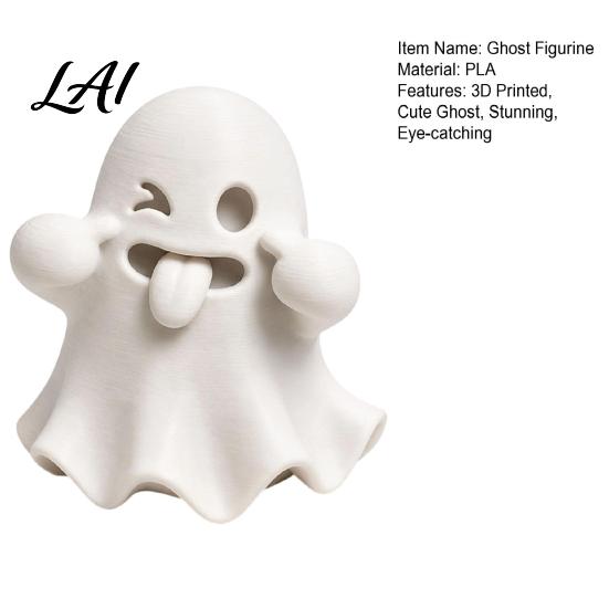 Small Halloween Decorations Ghost Figurine 3D Printed Cute Face Statue Spooky Figurine Tabletop Ornament for Shelf Desk Home Party Decor