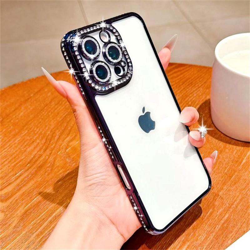Блестящий чехол с бриллиантами для iPhone 16 15 Pro Max 14 Plus 13 12 Обложка Samsung Galaxy S25 Edge S23 Ultra S24 FE A56 A36 A26 A16 A55 A35 A25 A15 A54 A34 A14