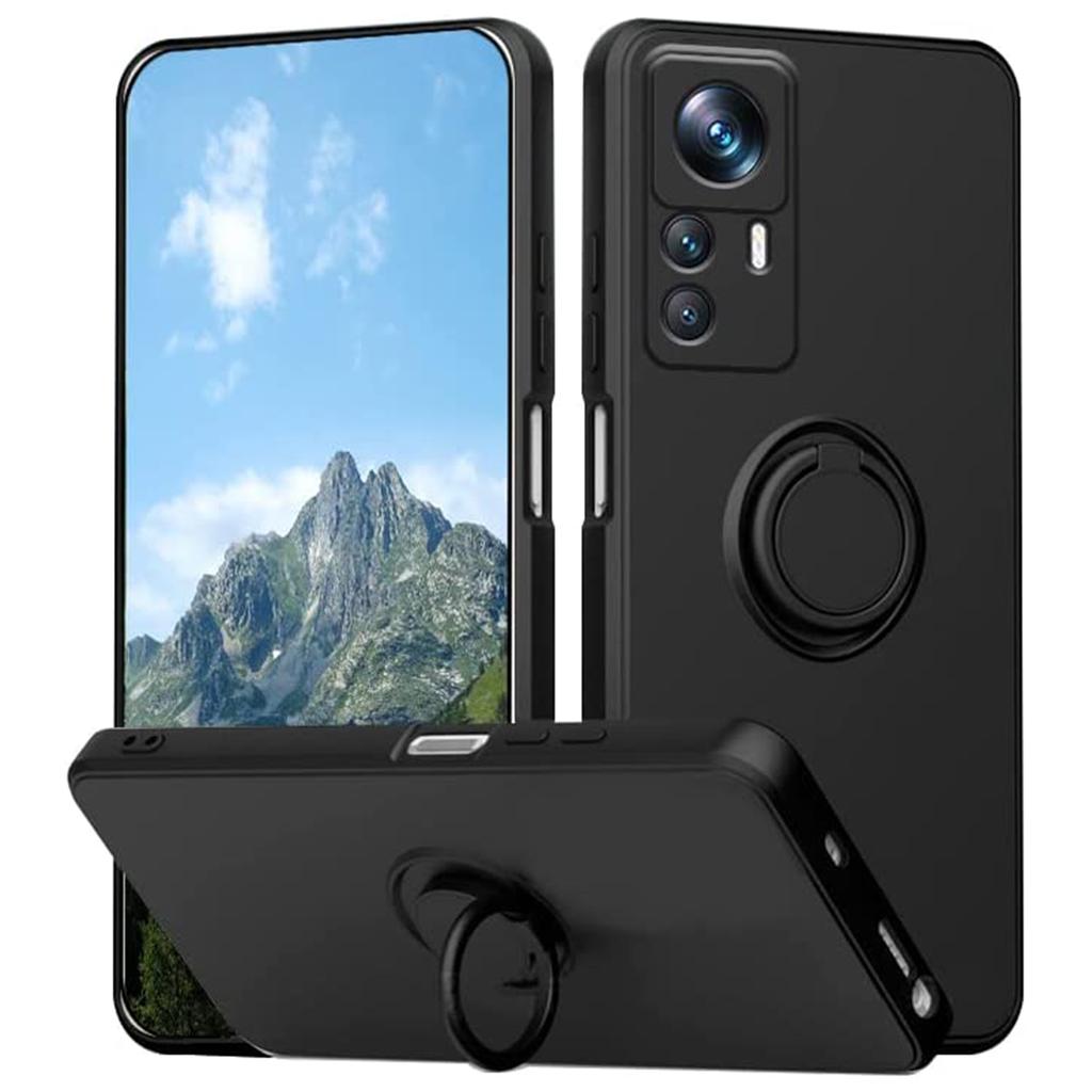 For Xiaomi 12T 5G/Redmi K50 Ultra 5G Ring Kickstand Liquid Silicone Phone Case Cell Phone Cover with Lanyard