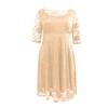 Женское темпераментное кружевное повседневное однотонное платье с круглым вырезом и рукавом три четверти большого размера