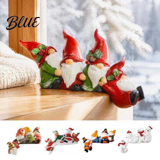 Thanksgiving Tiered Tray Displays Christmas Table Edge Sitter Figurine, Tug of War Hanging Character Decor, Snowman Cute Winter Home Decor Gnome Santa