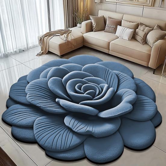 Peony Flower Carpet 3D Visual Flower Non-slip Bottom Floor Mat Absorbent Bathroom Mat