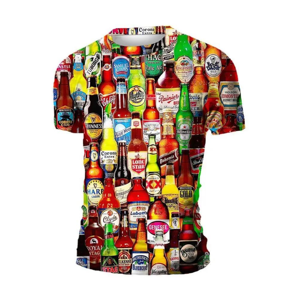 Мужские и женские 3D-печатные дышащие быстросохнущие футболки с круглым вырезом и короткими рукавами для летнего пивного фестиваля