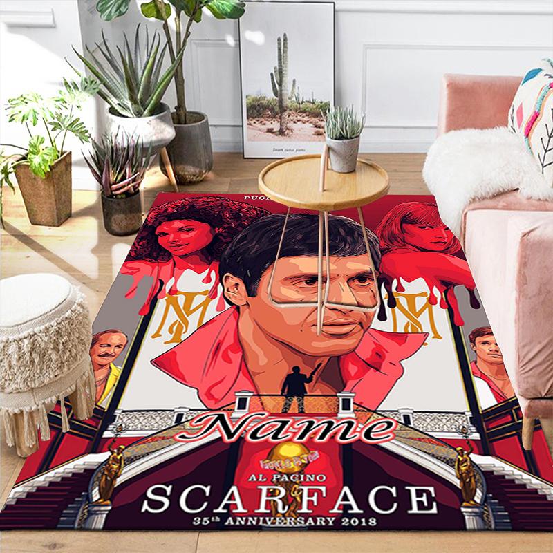 Custom 1Pc Scarface Typography Art Rug Office Carpet Indoor Outdoor Entrance Doormat Nonslip Soft And Comfortable Living Room D2915320