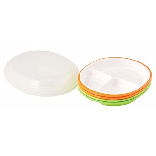 Komori Resin Bento Lunch Plate, Rakuben, Round, Green, Approx. 25.5cm W x 21.5cm D x 5cm H, Includes Lid, No Plastic Wrap Required, Made in Japan