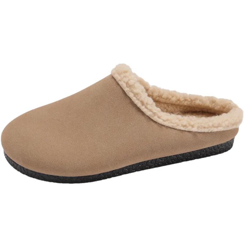 Мода зимние леопардовые женские домашние меховые мюли тапочки повседневные закрытые туфли на плоской подошве шлепанцы женские удобные теплые хлопковые туфли