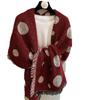 Stylish Polka Dot Knitted Scarf Women Warm Winter Wrap Elegant Shawl With Short Fringe 76x210cm