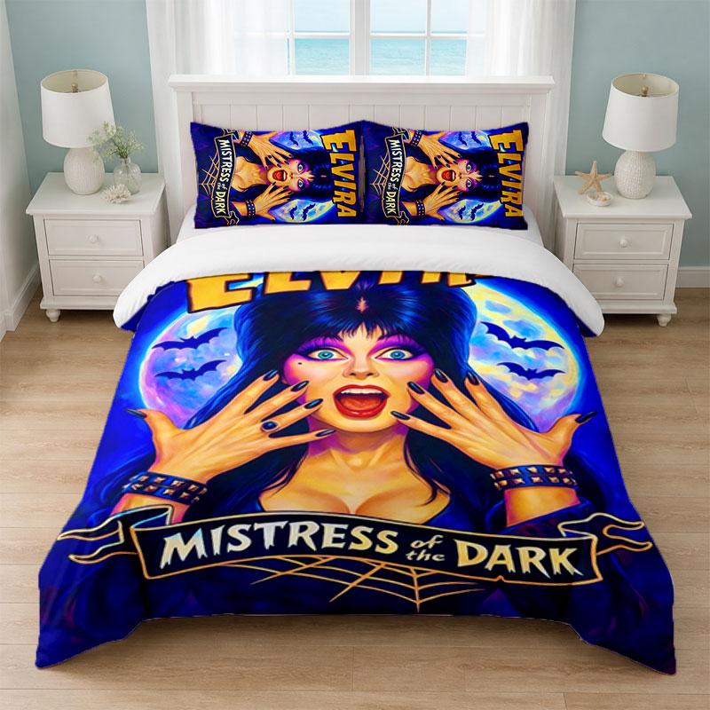 Elvira Mistress of the Dark Bedroom 3Pcs Bedding Set Soft Bed Sheet Pillowcases Home Bedding Decoration