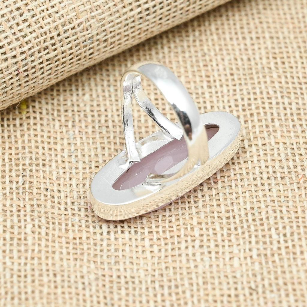 Розовый халцедон драгоценный камень твердое серебро 925 пробы кольцо ручной работы прекрасные украшения