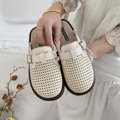 Лето 2025 Новые женские слипоны Уличные тапочки Плетеные повседневные туфли на плоской подошве