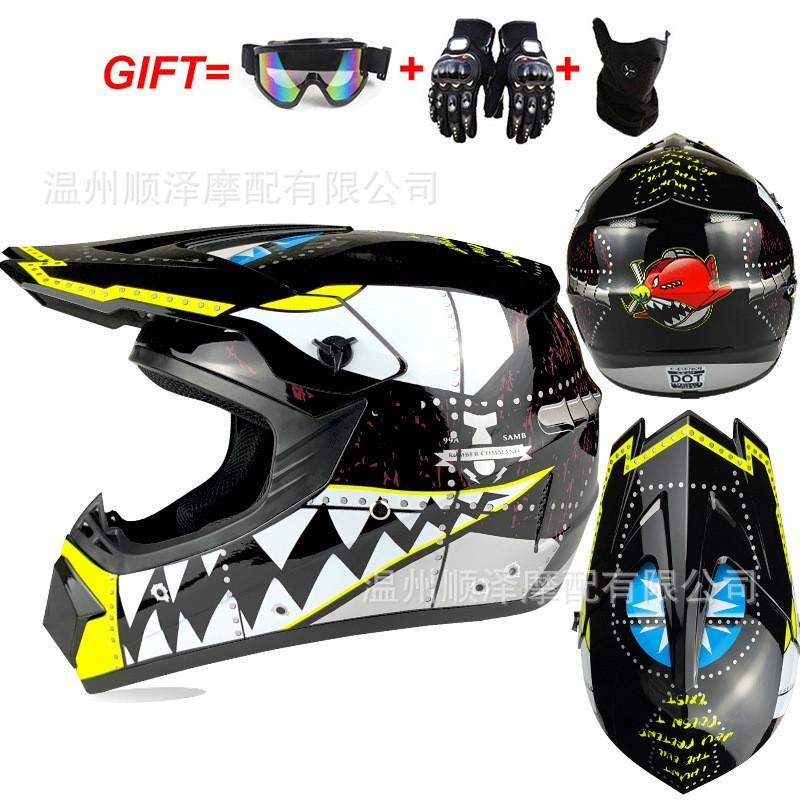 Off-Road Motorcycle Helmet With Gloves Goggles Face Cover Men Women Full Dirt Bike ATV Trail Riding