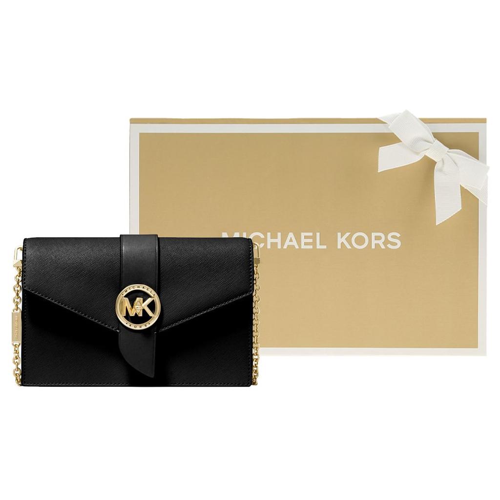Michael Kors MK Шарм Буквенный Логотип Клапан Однотонный Цепочка Для Поездок Кожаная Сумка Через Плечо На Плечо Женские сумки Черный 32S0G00C6L-001