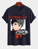 Unisexs Pure Cotton Solid Color Tshirt Tokyo Drift Racing Anime Shonen Print Crew Neck Shortsleeve Street Casual Top