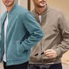 New Suede Men's Jackets for Spring and Fall Vintage Style Solid Color Zipper Windproof Motorcycle and Bomber Jackets