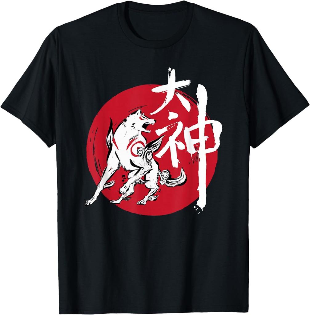 Okami Amaterasu Sun God Wolf The Great Wave Video Game T-Shirt