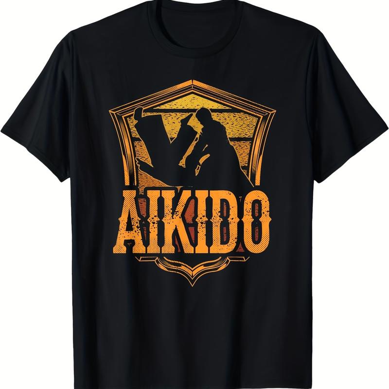 Unisexs Aikido Martial Arts Fighter Training Tshirt Heavyweight Tee