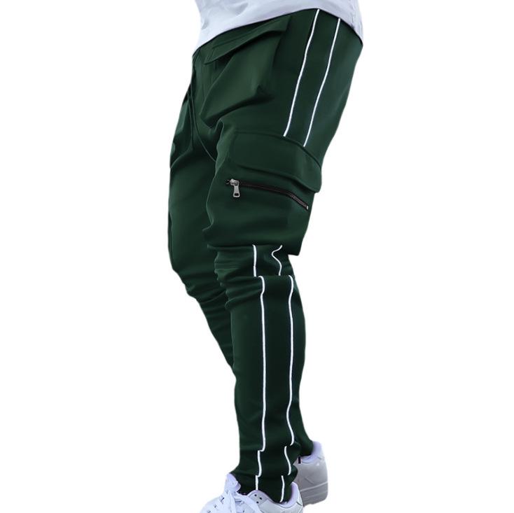Мужские светоотражающие эластичные облегающие брюки-карго: Модная спортивная и повседневная одежда на весну и осень