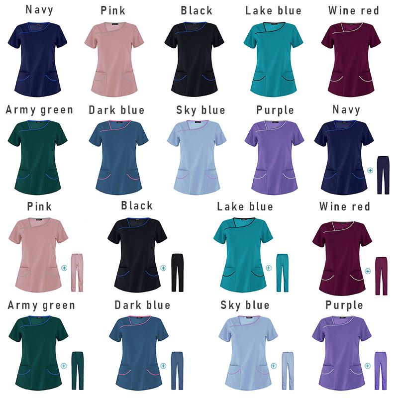 Скрабы для кормления, женская униформа, набор скрабов для ухода за домашними животными, топ с короткими рукавами и брюками с v-образным вырезом, костюмы для врачей, рабочая одежда для медицинской хирургии