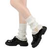 Women's Winter Loose Buttoned Leg Warmers With Lace Trim Knitted Wool Leg Warmers