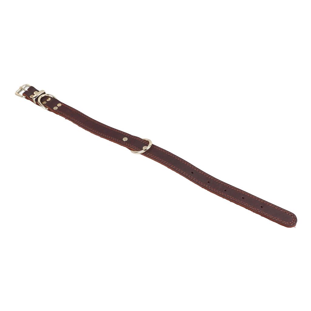 Dog Collar Adjustable Faux Cowhide Soft Padded Leather Dog Collar with Metal Buckle for Medium Dogs