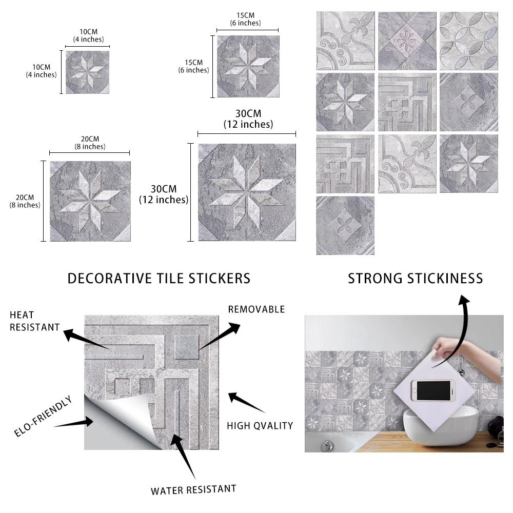 10 шт./компл., мраморная текстура, матовая плитка, наклейки на стену для пола, кухни, ванной комнаты, обои для пола, нескользящие наклейки на стены