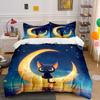 Cute Cat Moonlight Decor Multiple Sizes Kid'S And Adults' Bedroom Exquisite 3Pc Bedding Set, Gift