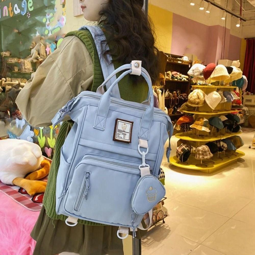 Nylon Laptop Backpack Portable Ins Shoulder Bag Wear-Resistant College School Bag Women