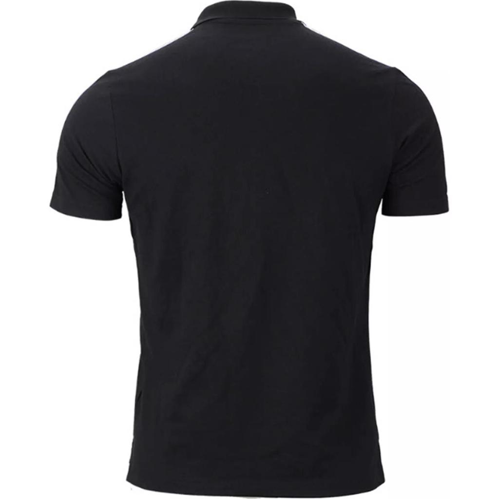 Adidas FW22 Сплошной цвет с логотипом и полосатой рубашкой поло с коротким рукавом Мужские топы Черный GK9097