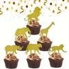 24 Pieces Golden Glitter Jungle Animal Cupcake Decorations Jungle Animal Cake Decorations Animal Party Birthday Party Cupcake Decorations