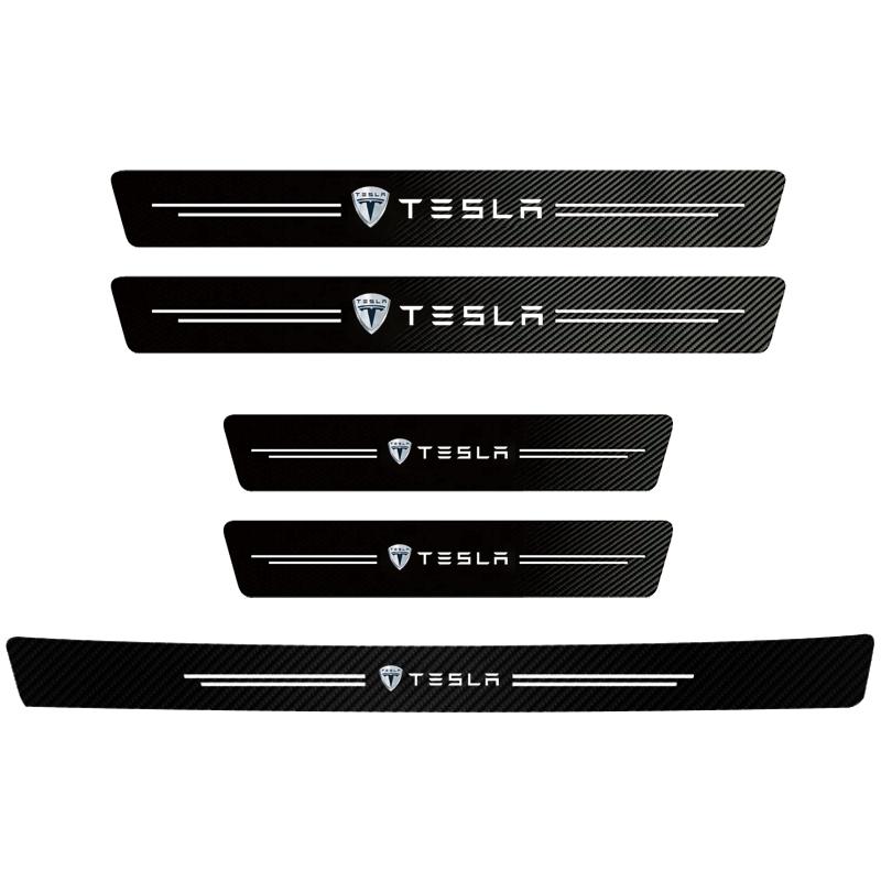 Защитная наклейка на порог двери автомобиля из углеродного волокна для Tesla Model 3 Y S X Cybertruck Juguete Roadster Coil Bonina SpaceX