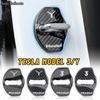 Пряжка дверного замка автомобиля, дверной замок, черный/металлический стикер из углеродного волокна для Tesla Model Y Model 3 2023 2022