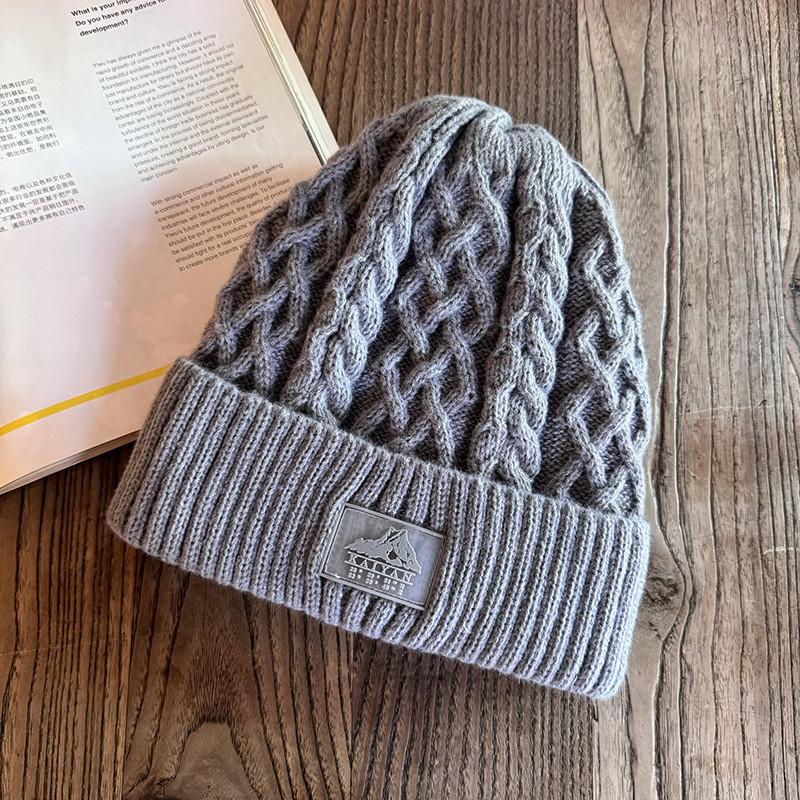 Мужская акриловая вязаная шапка-бини с толстой флисовой подкладкой для ношения в холодную погоду зимой