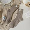 Button Label Mid-Tube Socks Middle Tube Snow Boot Socks Fashion Knitted Socks