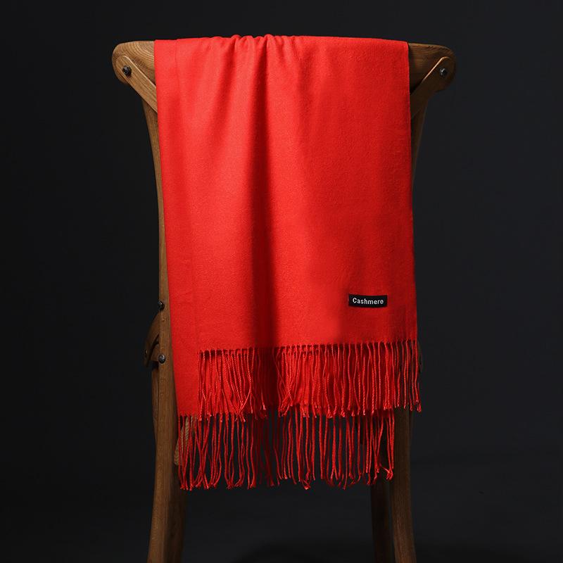 Spring And Autumn Winter New Scarf Women'S Tassel Imitation Cashmere Versatile Solid Color Scarf Dual Purpose Student Long Style Thickened