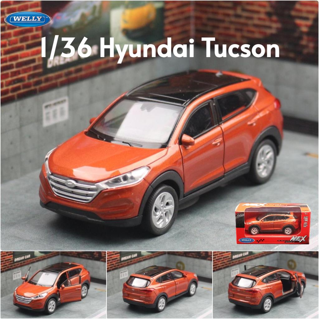 1/36 Hyundai Tucson SUV Toy Car Model Welly Diecast Alloy Vehicle Miniature Pull Back Collection Gift for Children Boys Kid