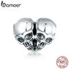 Authentic 925 Sterling Silver Punk Skulls Heart-shape Metal Charm for Bracelet Jewelry
