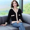 Spring and Autumn Women's Knitted Cardigan Sweater Short Long Sleeve Color-blocked Knit Sweater Jacket Knitted Top Outwear