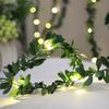 1pc Artificial Green Leaf LED String Lights, LED String Lights Battery Operated Vine Fairy String Lights Hanging Garland Copper