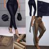 Rose Beauty A Winter Warm Women Pants High Waist Thermal Lined PU Leather Skinny Cropped Trousers