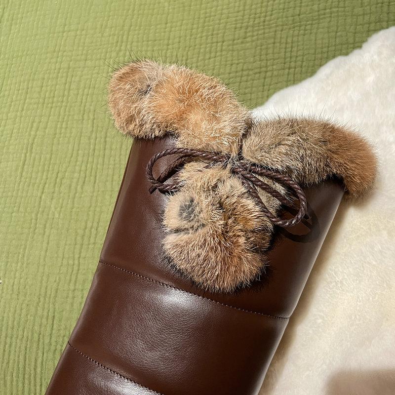 Женские сапоги выше колена с высокими сапогами из натурального кроличьего меха. Женские зимние зимние сапоги.