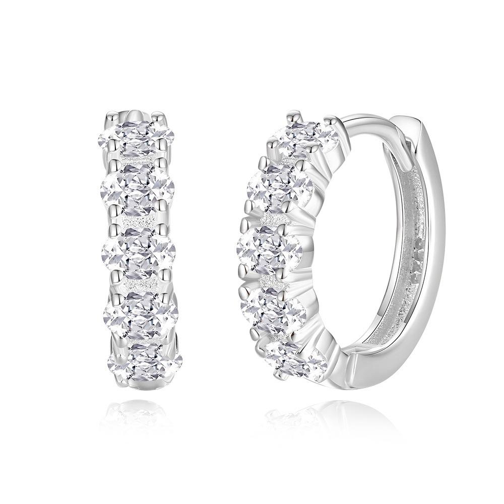 Claw Setting Oval Cut Cubic ZIrconia Hoop Earrings 925 Sterling Silver Gold Plated Womens Jewelry Factory