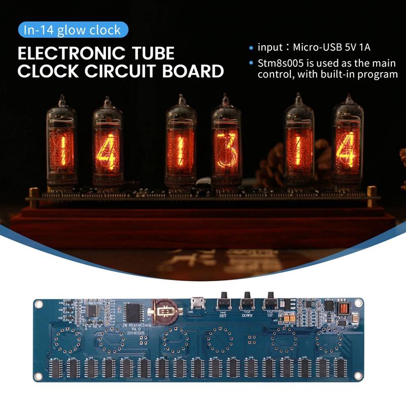 AA58 DIY In14 In4 Nixie Tube Clock Digital LED Clock Gift Circuit Board Kit , PCBA No Tubes