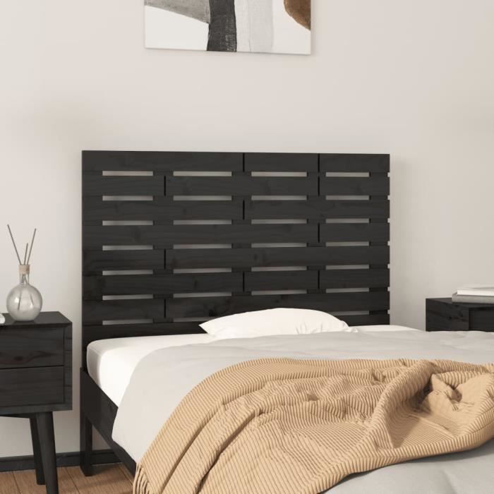 824727 vidaXL Wall-mounted Headboard Black 96x3x63 Cm Solid Pine Wood