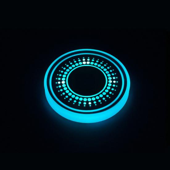 1 Pair Glowing Coaster for Car Smart Sensing Rechargeable 3 Mode Lighting 7 Color Cycle Breathing Light up Car Coasters LED Cup Holders