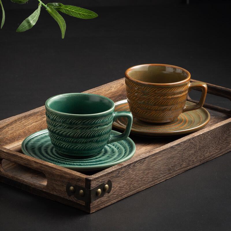 Кофейная чашка и блюдце ZISIZ с глазурью для обжига